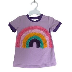 Girl August Boutique Purple Rainbow Tulle T-Shirt Sz 2